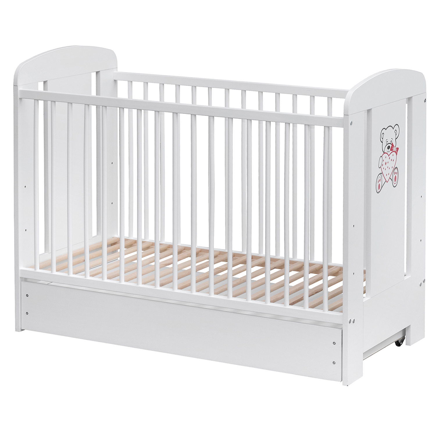 Wooden baby bed Kamil white 120x60